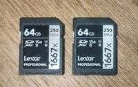2 броя карти памет Lexar Professional SDXC 64GB 1667x UHS-II V60 