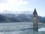 Church tower in Grauen, Reschen Pass of South Tirol, Italy ; comments:65