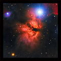 Мъглявината ПЛАМЪК (Flame Nebula) или NGC 2024  в Орион, заснета в LRGB филтри, общо експозиционно време: 3 часа ; Коментари:36